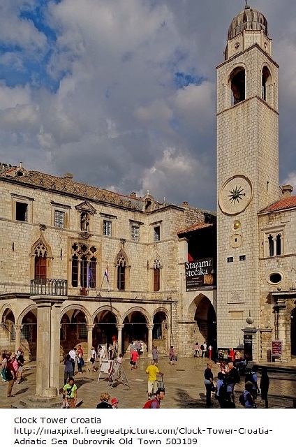 Clock Tower Croatia Adriatic Sea Dubrovnik Old Town