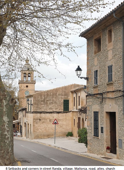 9 Set backs Randa, village, Mallorca, road, alley, church, village center